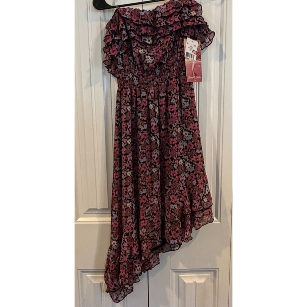 Emerald Sundae Floral Ruffle High Low Maxi Dress Women's Small Boho Cottagecore